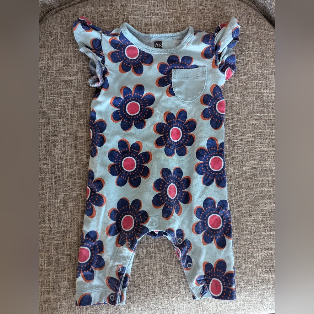 Tea Collection Flower Romper 0-3 months